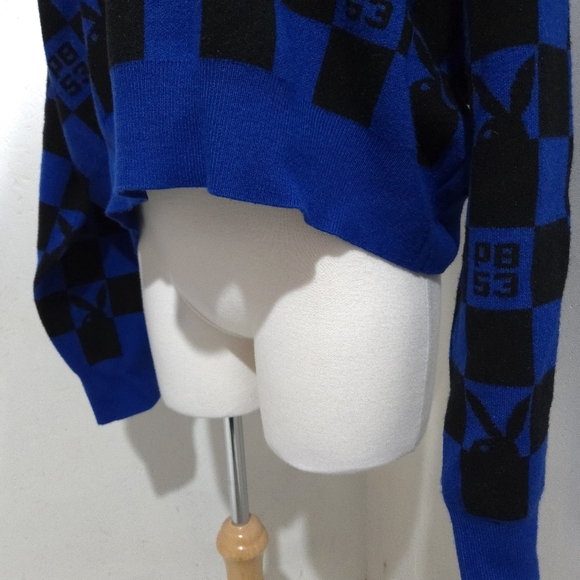 Playboy | Blue and Black Checkered Sweater - Picture 5 of 10
